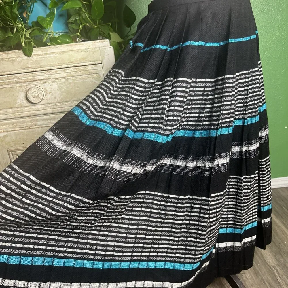 Vintage 1970s Evan Picone Pleated Maxi Skirt Sz 12 Boho Country Western